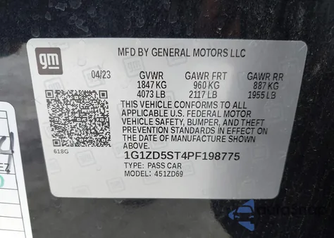 2023 Chevrolet Malibu Fwd 1Lt из США, поврежденный, VIN 1G1ZD5ST4PF198775